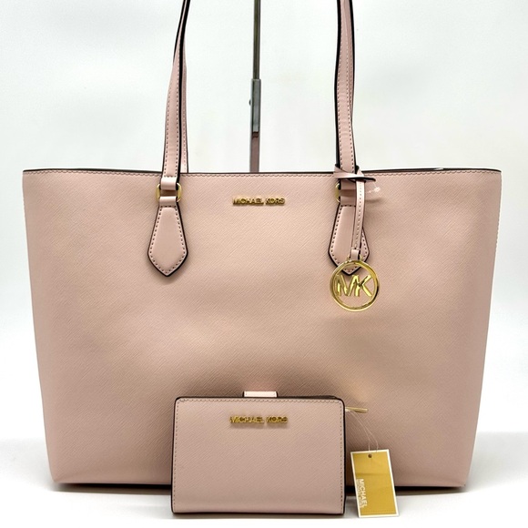 Michael Kors Sheila Large Logo Tote Bag & Matching Bifold Wallet Powder Blush - Picture 1 of 14